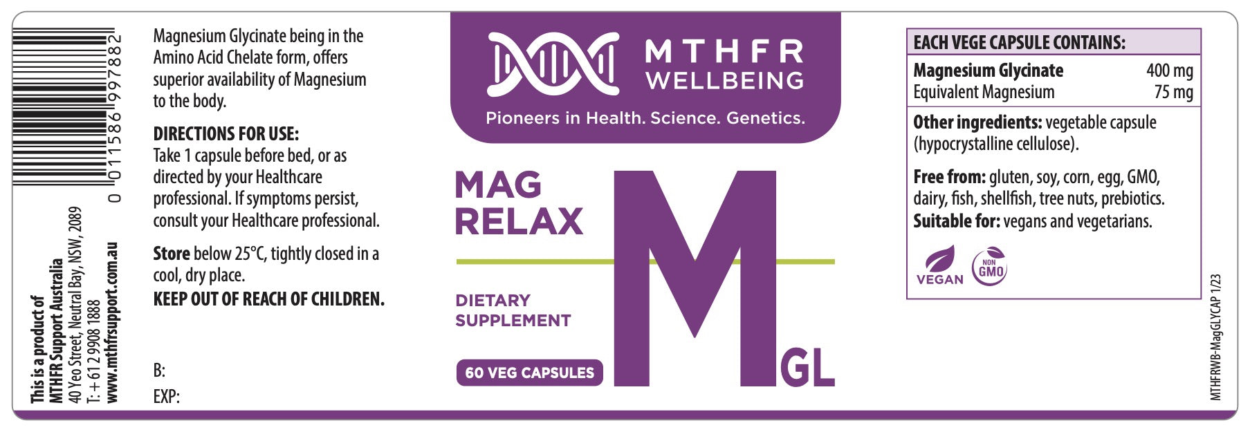 MTHFR Wellbeing Mag Relax 60c
