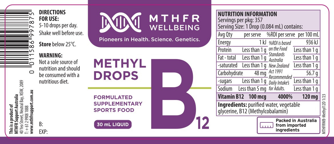 MTHFR Wellbeing Methyl B12 Drops 30mL
