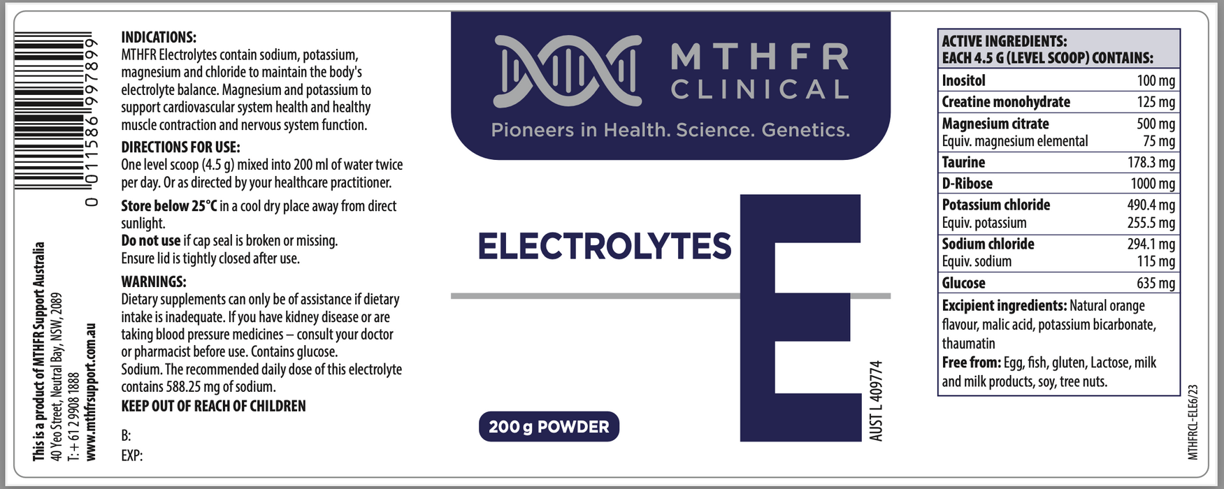 MTHFR Clinical Electrolytes Powder 200g